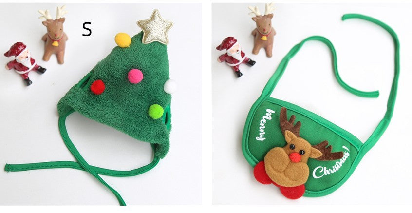 Pet Christmas Hat Saliva Towel Bib