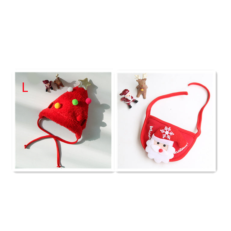 Pet Christmas Hat Saliva Towel Bib