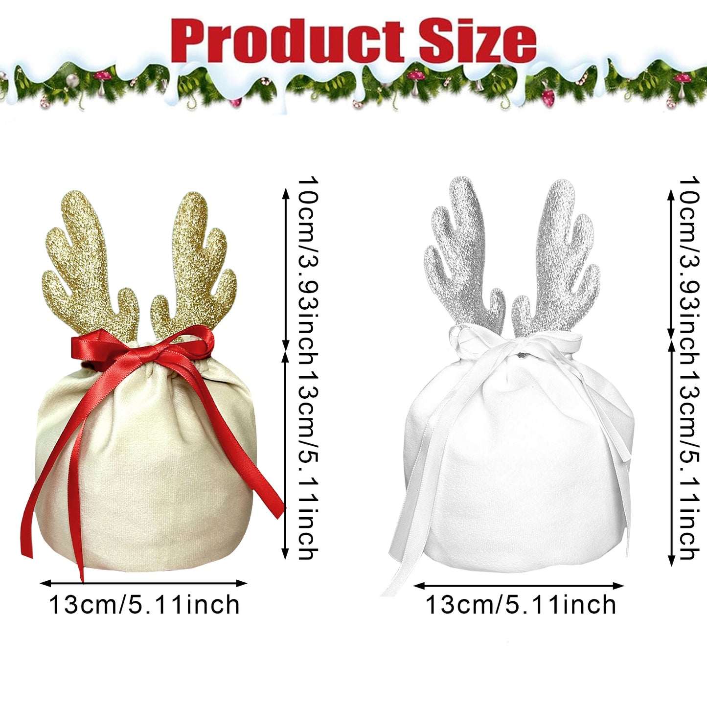 5PCS Christmas Antler Gift Bags