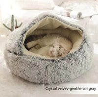 2 In 1 Dog And Cat Bed Pet Winter Bed Round Plush Warm Bed House Soft Long Plush Pets Bed