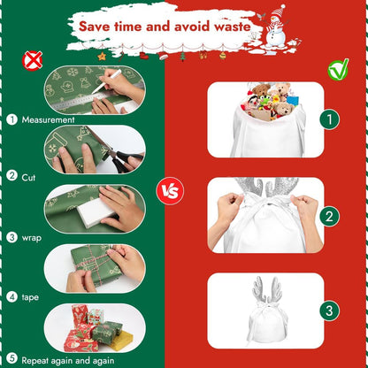 5PCS Christmas Antler Gift Bags