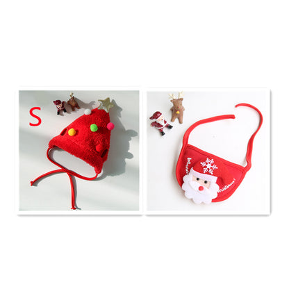 Pet Christmas Hat Saliva Towel Bib