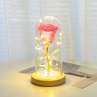 Valentines Day Gift  Eternal Rose Flowers LED Light In Glass Cover Decoration Mother Day Gift