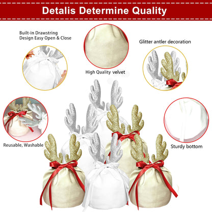 5PCS Christmas Antler Gift Bags