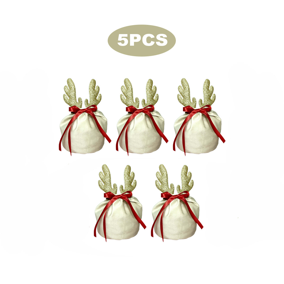 5PCS Christmas Antler Gift Bags